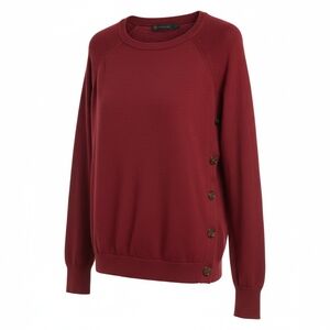 Outback Red Button-Side Crewneck Sweater in Deep Wine